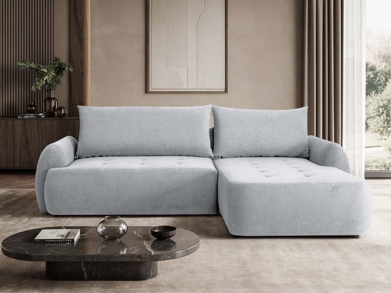 Bastos 3-sits Bäddsoffa med Divan Högervänd - Ljusgrå - Möbler - Soffa - Bäddsoffa - Bäddsoffa längsbäddad