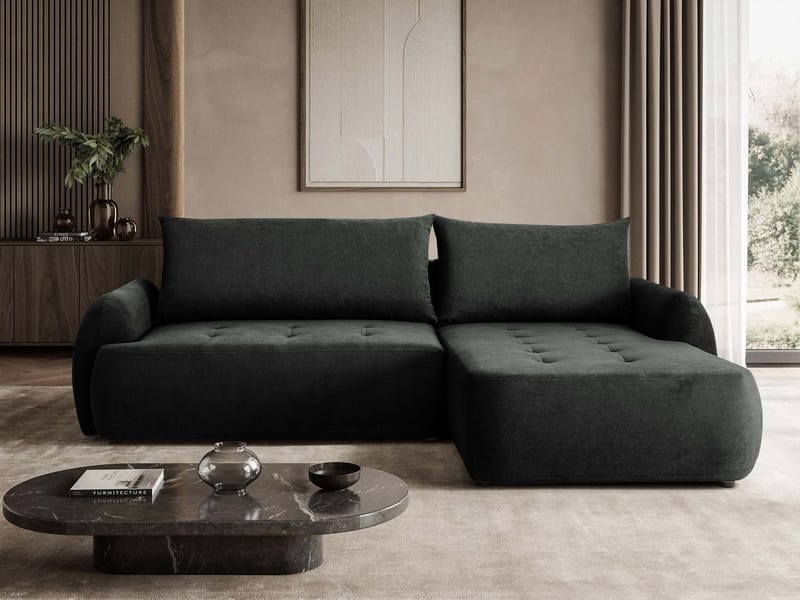 Bastos 3-sits Bäddsoffa med Divan Högervänd - Mörkgrå - Möbler - Soffa - Bäddsoffa - Bäddsoffa längsbäddad