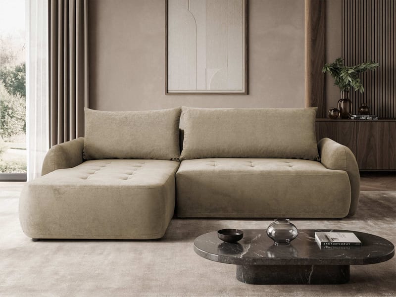 Bastos 3-sits Bäddsoffa med Divan Vänstervänd - Mörkbeige - Möbler - Soffa - Bäddsoffa - Bäddsoffa längsbäddad