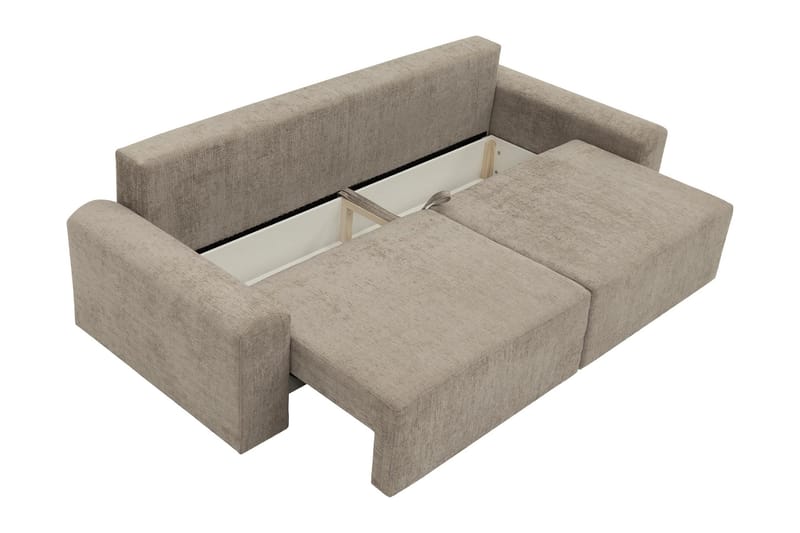 Bella Bäddsoffa 3-sits i Plysch - Beige - Möbler - Soffa - Bäddsoffa - 3 sits bäddsoffa