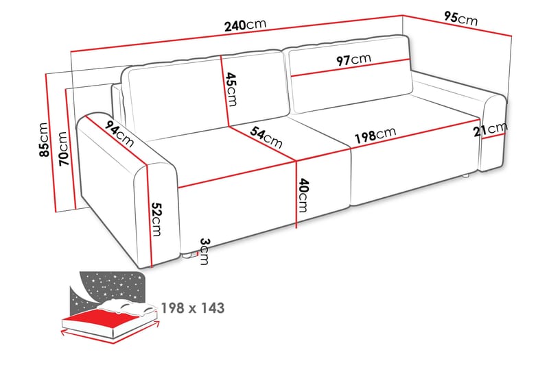 Bella Bäddsoffa 3-sits i Plysch - Beige - Möbler - Soffa - Bäddsoffa - 3 sits bäddsoffa