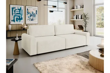Bella Bäddsoffa 3-sits i Plysch - Beige - Möbler - Soffa - Bäddsoffa - 3 sits bäddsoffa