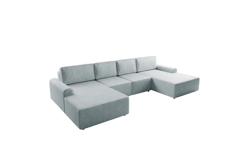 Bella Bäddsoffa Dubbeldivan 4-sits i Plysch - Grå - Möbler - Soffa - Bäddsoffa - U bäddsoffa