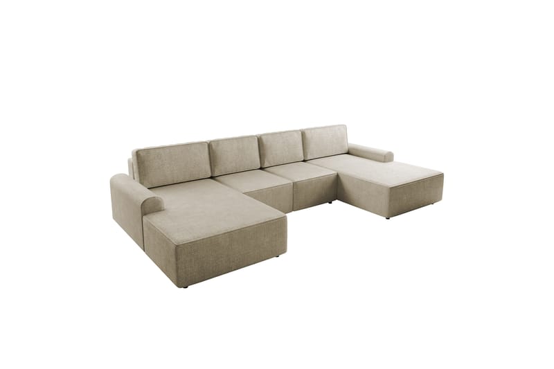 Bella Bäddsoffa Dubbeldivan 4-sits i Plysch - Beige - Möbler - Soffa - Bäddsoffa - U bäddsoffa