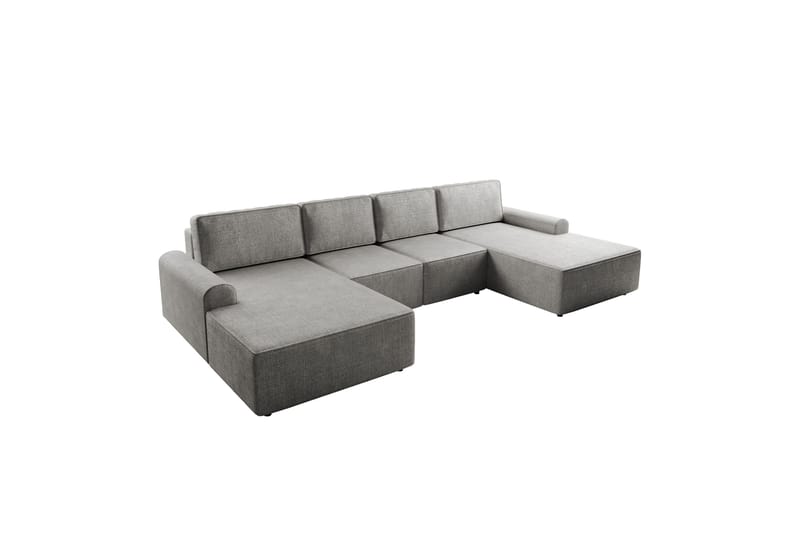 Bella Bäddsoffa Dubbeldivan 4-sits i Plysch - Grå - Möbler - Soffa - Bäddsoffa - U bäddsoffa