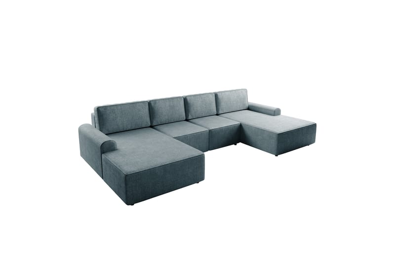 Bella Bäddsoffa Dubbeldivan 4-sits i Plysch - Grå - Möbler - Soffa - Bäddsoffa - U bäddsoffa