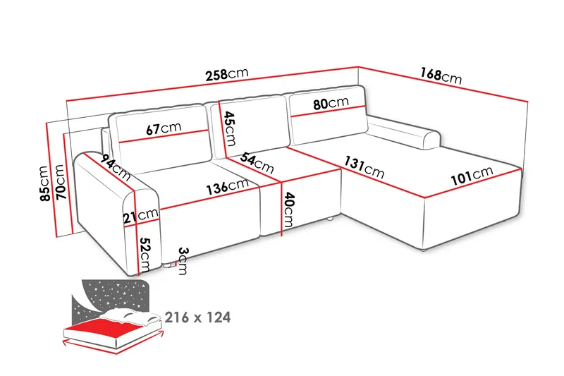 Bella Bäddsoffa med Divan 3-sits i Plysch - Grå - Möbler - Soffa - Bäddsoffa - Bäddsoffa divan