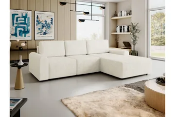 Bella Bäddsoffa med Divan 3-sits i Plysch - Beige - Möbler - Soffa - Bäddsoffa - Bäddsoffa divan