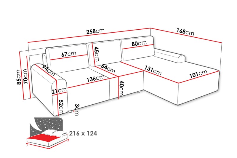 Bella Bäddsoffa med Divan 3-sits i Plysch - Beige - Möbler - Soffa - Bäddsoffa - Bäddsoffa divan