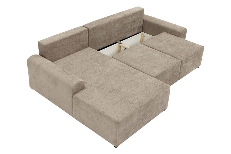 Bella Bäddsoffa med Divan 3-sits i Plysch - Beige - Möbler - Soffa - Bäddsoffa - Bäddsoffa divan