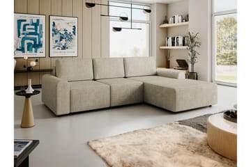 Bella Bäddsoffa med Divan 3-sits i Plysch - Beige - Möbler - Soffa - Bäddsoffa - Bäddsoffa divan