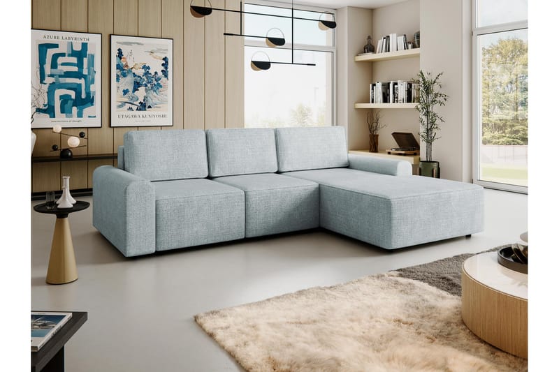 Bella Bäddsoffa med Divan 3-sits i Plysch - Grå - Möbler - Soffa - Bäddsoffa - Bäddsoffa divan