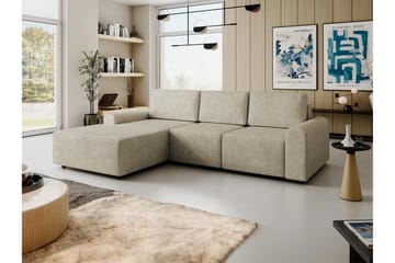 Bella Bäddsoffa med Divan 3-sits i Plysch - Beige - Möbler - Soffa - Bäddsoffa - Bäddsoffa divan