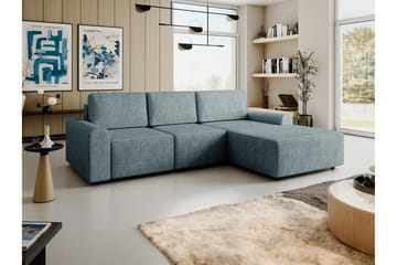 Bella Bäddsoffa med Divan 3-sits i Plysch - Grå - Möbler - Soffa - Bäddsoffa - Bäddsoffa divan