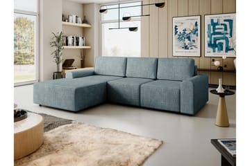 Bella Bäddsoffa med Divan 3-sits i Plysch - Grå - Möbler - Soffa - Bäddsoffa - Bäddsoffa divan