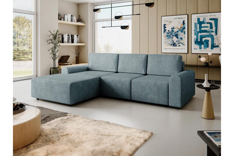 Bella Bäddsoffa med Divan 3-sits i Plysch - Grå - Möbler - Soffa - Bäddsoffa - Bäddsoffa divan