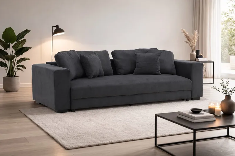 Bellman 3-sits Rektangulär Framåtbäddad Bäddsoffa i Manchestertyg, Antracit