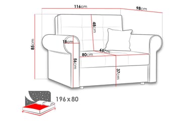 Bensbyn 1-sits Bäddsoffa med Rullarmstöd och Förvaring i Tyg - Grön - Möbler - Soffa - Bäddsoffa - Bäddsoffa längsbäddad