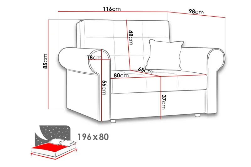 Bensbyn Bäddsoffa - Röd - Möbler - Soffa - Bäddsoffa - Bäddsoffa längsbäddad
