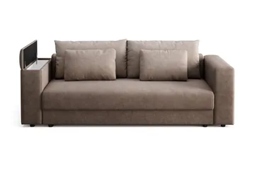 Bergen Extra djup 3-sits Bäddsoffa med Bäddmadrass i Latex och Tvättbar klädsel - Brun Tyg - Möbler - Soffa - Bäddsoffa - 3 sits bäddsoffa