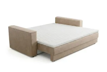 Bergen Extra djup 3-sits Bäddsoffa med Bäddmadrass i Memoryskum och Tvättbar klädsel - Beige Tyg - Möbler - Soffa - Bäddsoffa - 3 sits bäddsoffa