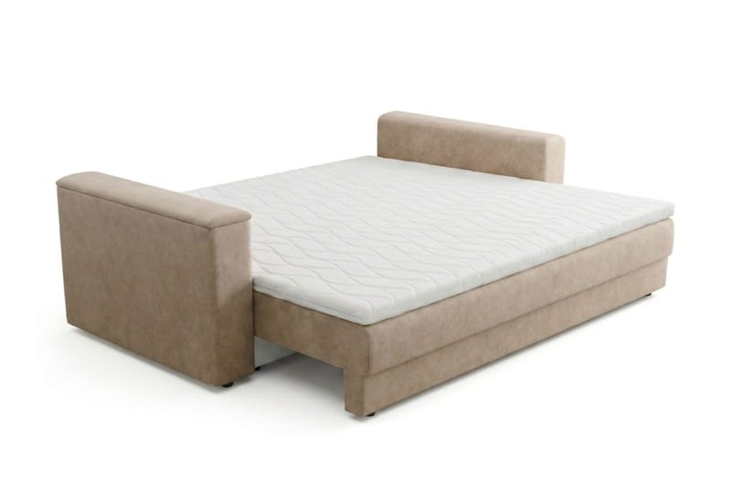 Bergen Extra djup 3-sits Bäddsoffa med Bäddmadrass i Memoryskum och Tvättbar klädsel - Beige Tyg - Möbler - Soffa - Bäddsoffa - 3 sits bäddsoffa