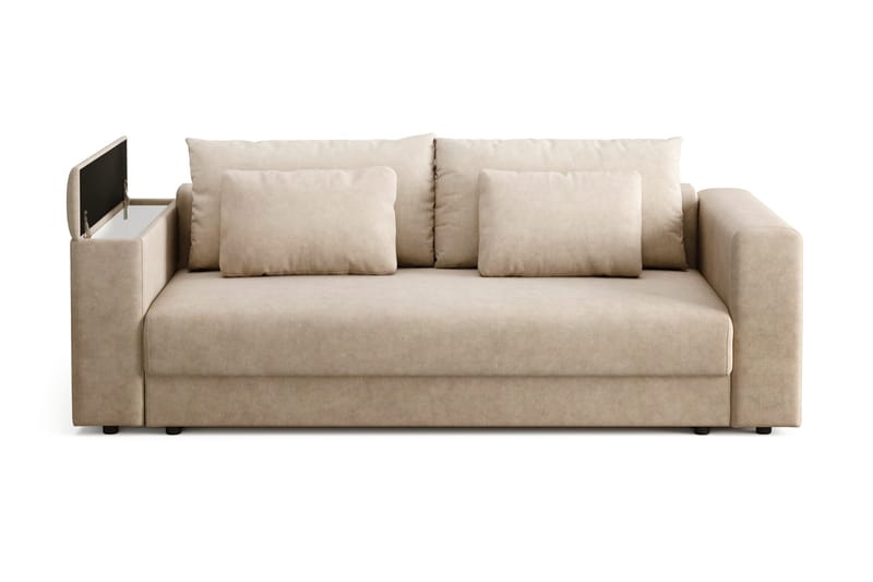 Bergen Extra djup 3-sits Bäddsoffa med Bäddmadrass i Memoryskum och Tvättbar klädsel - Beige - Möbler - Soffa - Bäddsoffa - 3 sits bäddsoffa