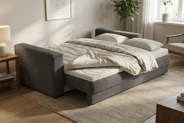 Bergen Extra djup 3-sits Bäddsoffa med Bäddmadrass i Memoryskum och Tvättbar klädsel - Mörkgrå - Möbler - Soffa - Bäddsoffa - 3 sits bäddsoffa