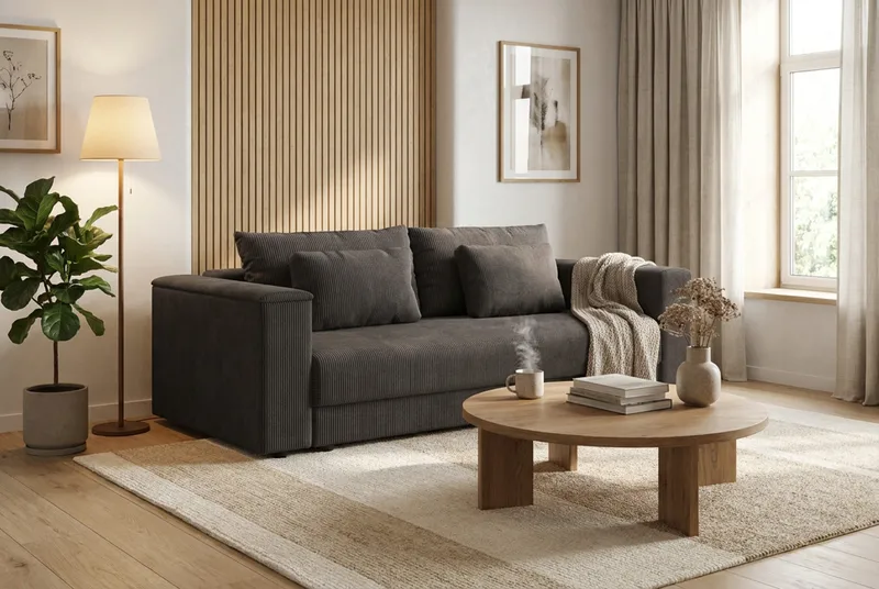 Bergen Extra djup 3-sits Bäddsoffa med Bäddmadrass i Memoryskum och Tvättbar klädsel - Mörkgrå - Möbler - Soffa - Bäddsoffa - 3 sits bäddsoffa