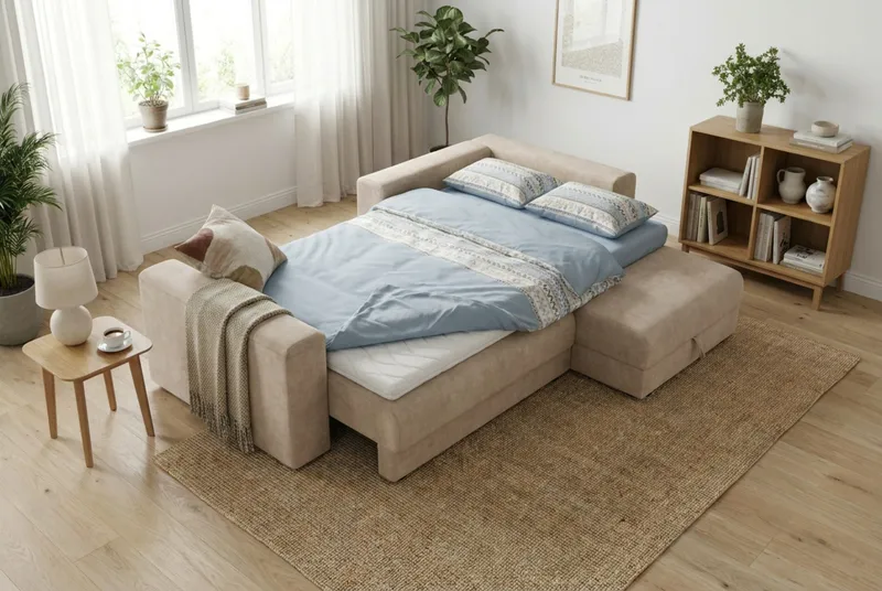 Bergen Extra djup 3-sits Bäddsoffa med Divan och Bäddmadrass i Latex och Tvättbar klädsel - Beige Tyg - Möbler - Soffa - Bäddsoffa - Bäddsoffa divan
