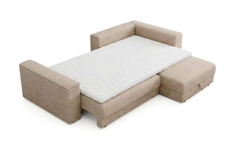 Bergen Extra djup 3-sits Bäddsoffa med Divan och Bäddmadrass i Latex och Tvättbar klädsel - Beige Tyg - Möbler - Soffa - Bäddsoffa - Bäddsoffa divan