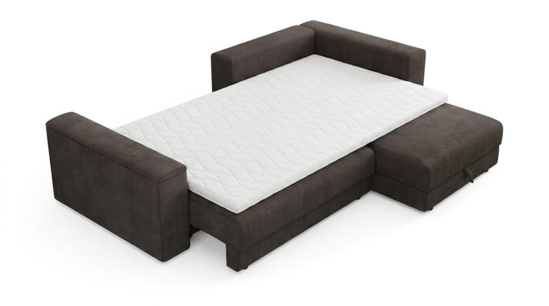 Bergen Extra djup 3-sits Bäddsoffa med Divan och Bäddmadrass i Memoryskum och Tvättbar klädsel - Mörkgrå - Möbler - Soffa - Bäddsoffa - Bäddsoffa divan