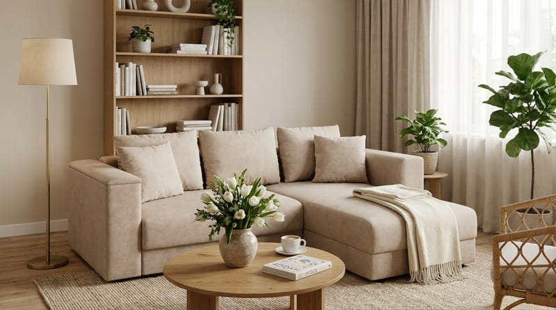 Bergen Extra djup 3-sits Bäddsoffa med Divan och Bäddmadrass i Polyesterskum och Tvättbar klädsel - Brun Tyg - Möbler - Soffa - Bäddsoffa - Bäddsoffa divan