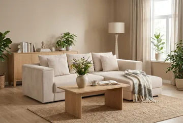 Bergen Extra djup 3-sits Bäddsoffa med Divan och Bäddmadrass i Polyesterskum Vändbar Sommar- & Vintersida och Tvättbar klädsel - Beige Manchester - Möbler - Soffa - Bäddsoffa - Bäddsoffa divan