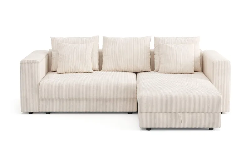 Bergen Extra djup 3-sits Bäddsoffa med Divan och Bäddmadrass i Polyesterskum Vändbar Sommar- & Vintersida och Tvättbar klädsel, Beige Manchester