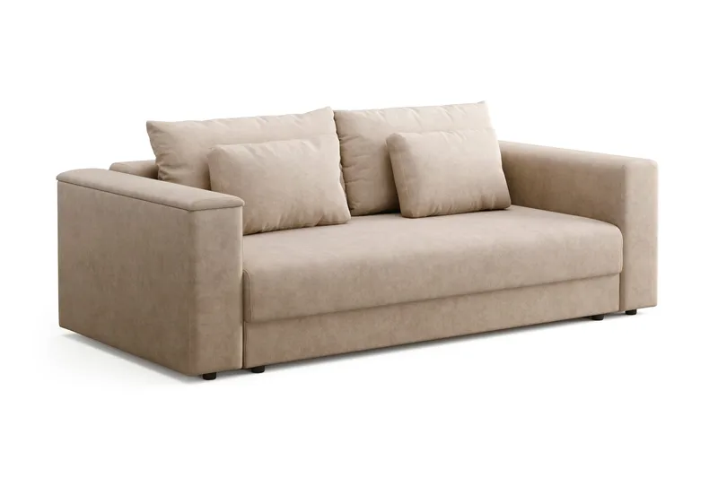 Bergen Extra Djup 3-sits Bäddsoffa med förvaring - Beige - Möbler - Soffa - Bäddsoffa - 3 sits bäddsoffa