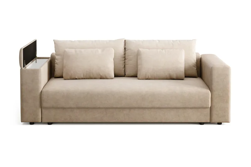 Bergen Extra Djup 3-sits Bäddsoffa med förvaring - Beige - Möbler - Soffa - Bäddsoffa - 3 sits bäddsoffa