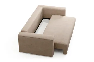 Bergen Extra Djup 3-sits Bäddsoffa med förvaring - Beige - Möbler - Soffa - Bäddsoffa - 3 sits bäddsoffa
