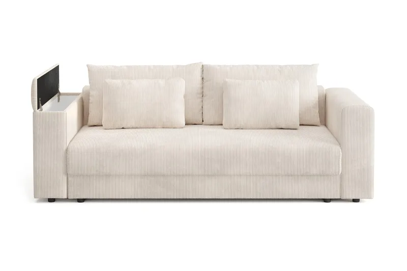 Bergen Extra Djup 3-sits Bäddsoffa med förvaring i manchester - Beige - Möbler - Soffa - Bäddsoffa - 3 sits bäddsoffa