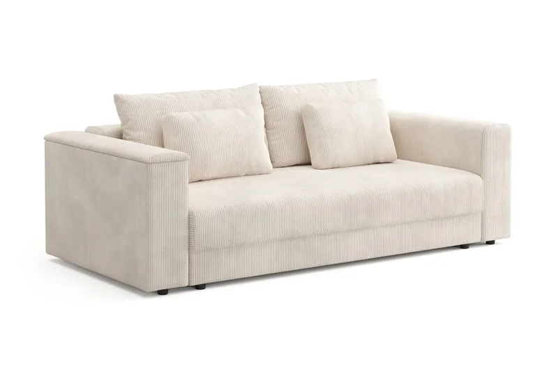 Bergen Extra Djup 3-sits Bäddsoffa med förvaring i manchester - Beige - Möbler - Soffa - Bäddsoffa - 3 sits bäddsoffa