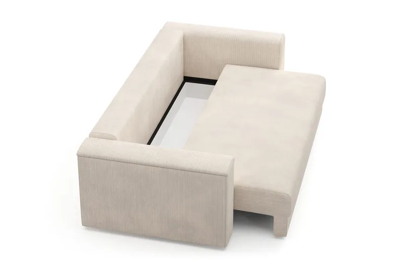 Bergen Extra Djup 3-sits Bäddsoffa med förvaring i manchester - Beige - Möbler - Soffa - Bäddsoffa - 3 sits bäddsoffa