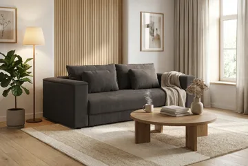 Bergen Extra Djup 3-sits Bäddsoffa med förvaring i manchester - Mörkgrå - Möbler - Soffa - Bäddsoffa - 3 sits bäddsoffa