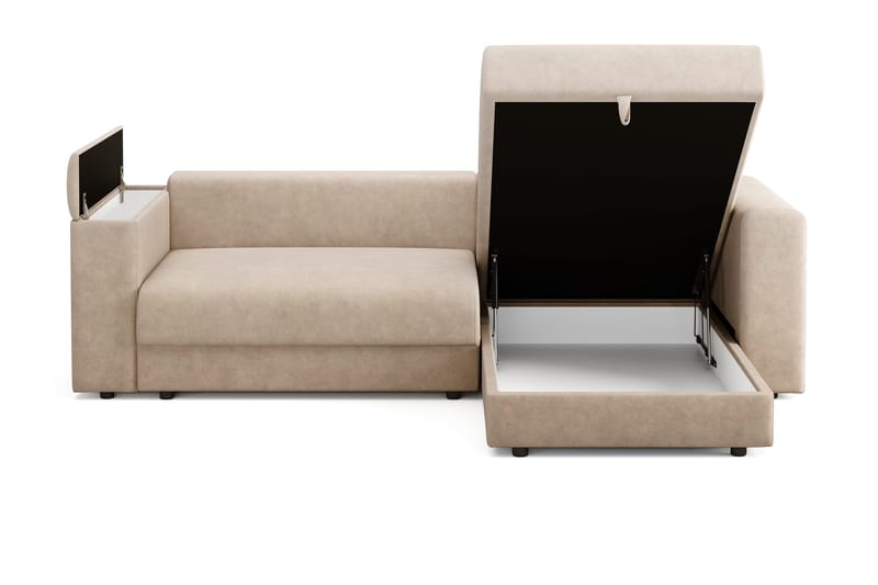 Bergen Extra Djup 3-sits Bäddsoffa med vändbar divan och förvaring - Beige - Möbler - Soffa - Bäddsoffa - Bäddsoffa divan