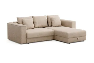 Bergen Extra Djup 3-sits Bäddsoffa med vändbar divan och förvaring - Beige - Möbler - Soffa - Bäddsoffa - Bäddsoffa divan