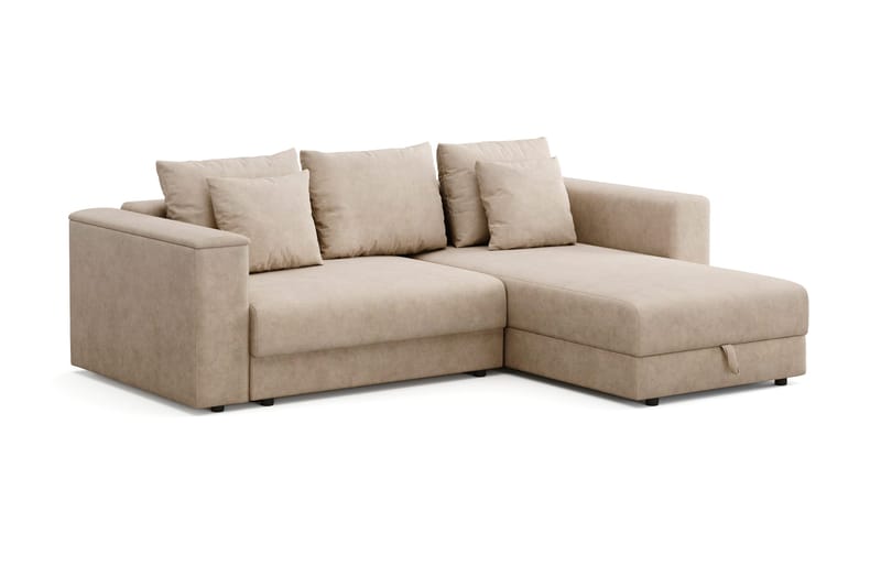 Bergen Extra Djup 3-sits Bäddsoffa med vändbar divan och förvaring - Beige - Möbler - Soffa - Bäddsoffa - Bäddsoffa divan