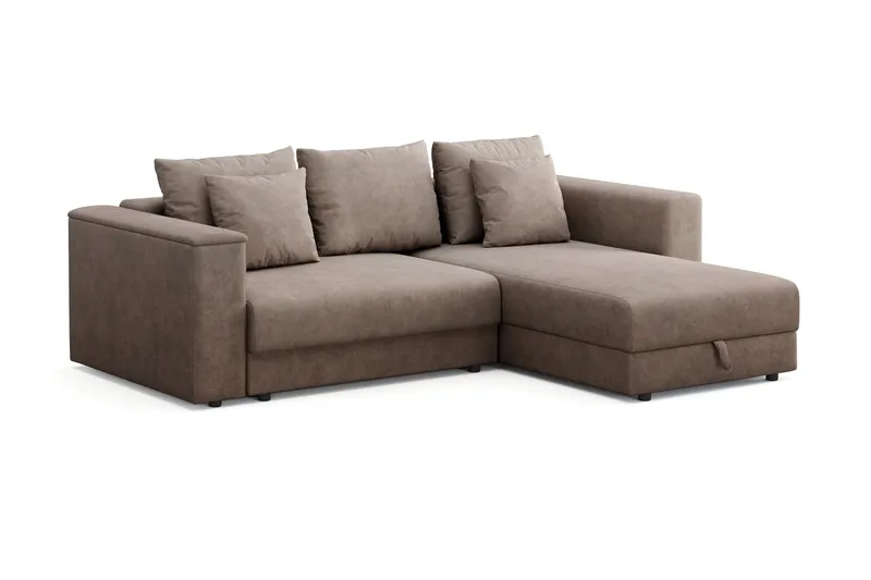 Bergen Extra Djup 3-sits Bäddsoffa med vändbar divan och förvaring - Brun - Möbler - Soffa - Bäddsoffa - Bäddsoffa divan