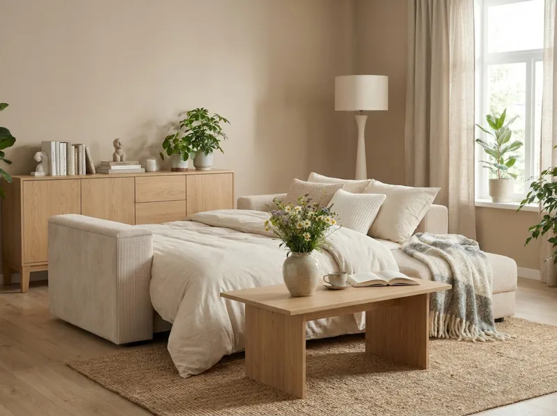 Bergen Extra Djup 3-sits Bäddsoffa med vändbar divan och förvaring i manchester - Beige - Möbler - Soffa - Bäddsoffa - Bäddsoffa divan