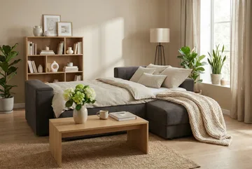 Bergen Extra Djup 3-sits Bäddsoffa med vändbar divan och förvaring i manchester - Brun - Möbler - Soffa - Bäddsoffa - Bäddsoffa divan