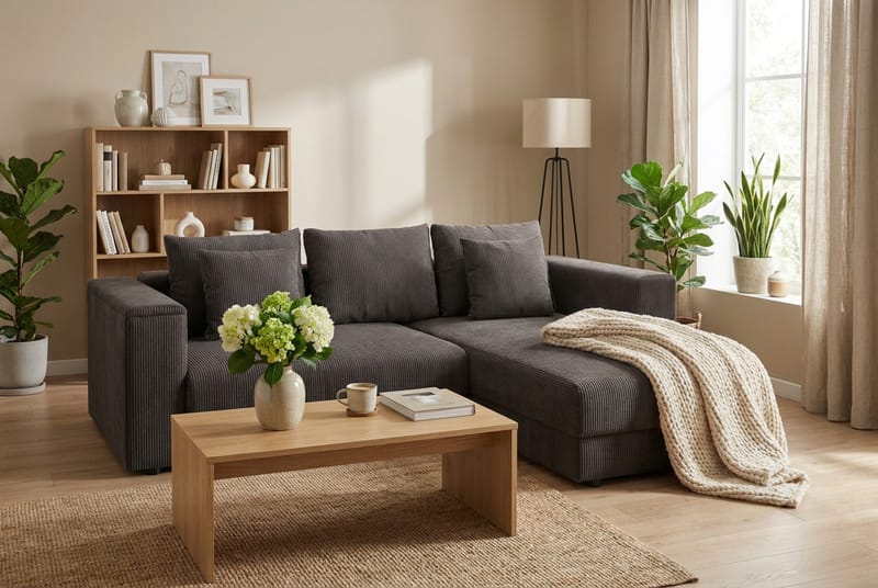 Bergen Extra Djup 3-sits Bäddsoffa med vändbar divan och förvaring i manchester - Brun - Möbler - Soffa - Bäddsoffa - Bäddsoffa divan