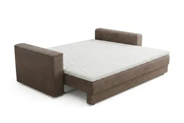Bergen Extra djup Framåtbäddad 3-sits Bäddsoffa med Bäddmadrass i Memoryskum och Tvättbar klädsel - Brun Tyg - Möbler - Soffa - Bäddsoffa - 3 sits bäddsoffa